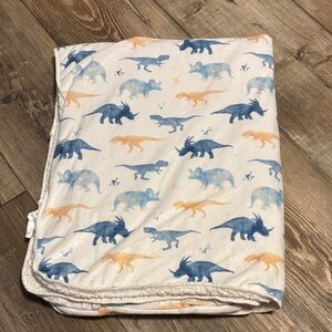 Dinosaur Print Fleece Blanket - Blue and Orange